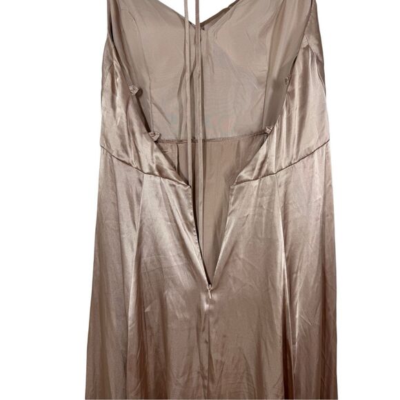 NWOT Galina Signature Champagne Sleeveless Bridesmaid Dress Size 12 Draped Satin - Picture 12 of 14